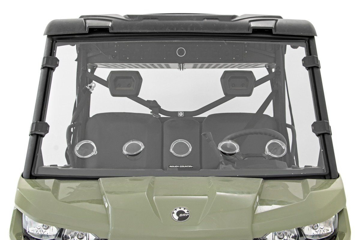 Can-Am Defender HD10 Windshield - Front - Rough Country - Vented, Scratch Resistant - '16-'18